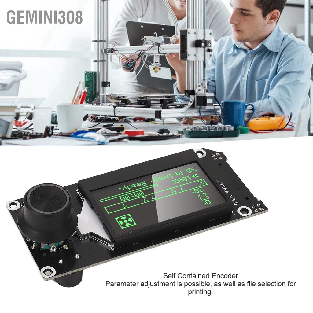 Gemini308 กราฟิก LCD สมาร์ทบอร์ดควบคุม Mini12864 V3 3D เครื่องพิมพ์ Smart Controller พร้อมช่องเสียบการ์ดและสายเคเบิล