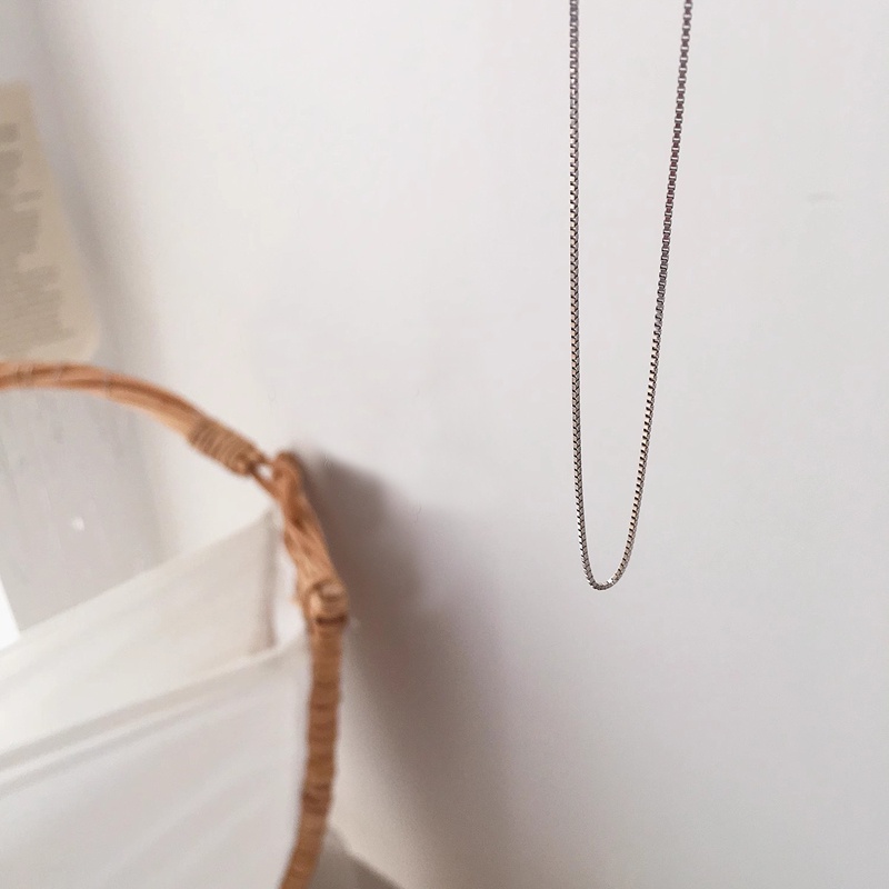 Roselife สร้อยคอโซ่เงิน S925 จี้รูปกล่องธรรมดา กันแพ้ เครื่องประดับ สําหรับผู้หญิง และผู้ชาย - รูปที่ 7