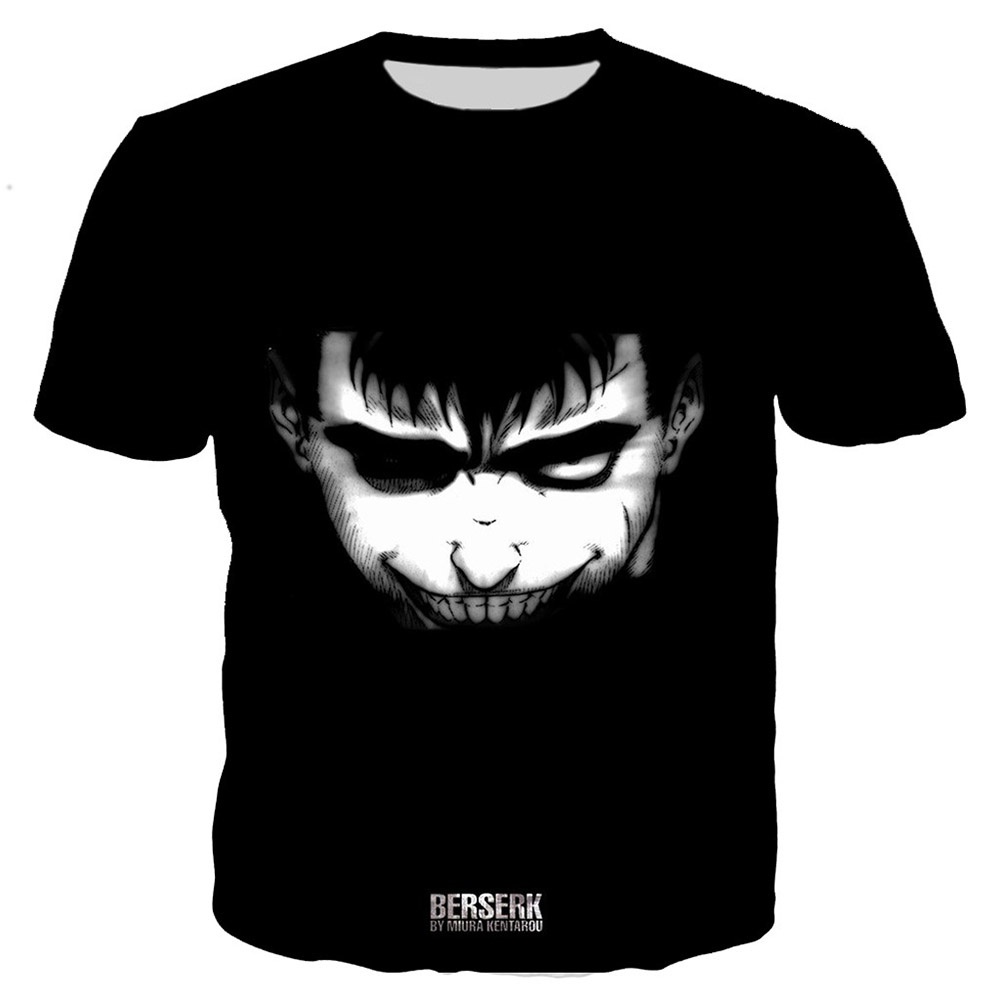 เสื้อยืดแขนสั้น พิมพ์ลายการ์ตูนอนิเมะ Berserk 3 มิติ ขนาดใหญ่ แฟชั่นฤดูร้อน สําหรับผู้ชาย และผู้หญิง