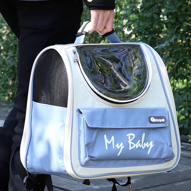 Pet Bag🐱กระเป๋าแมว เป้สัตว์เลี้ยง ใบใหญ่มาก พับเก็บได้ ระบายอากาศได้ หน้าต่างกันสาด กระเป๋าสีขอบด้านข้าง รูปที่ 8