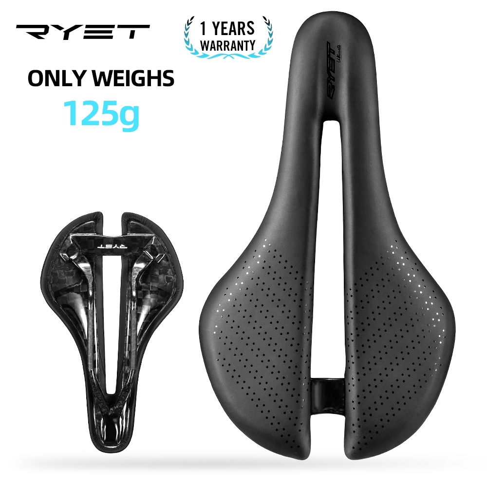 สต็อกพร้อม! RYET คาร์บอนเต็มอานจักรยาน Ultralight MTB Racing PU ที่นั่งอาน 125g สีดําจักรยานเบาะรองนั่งขี่จักรยานอุปกรณ์เสริม