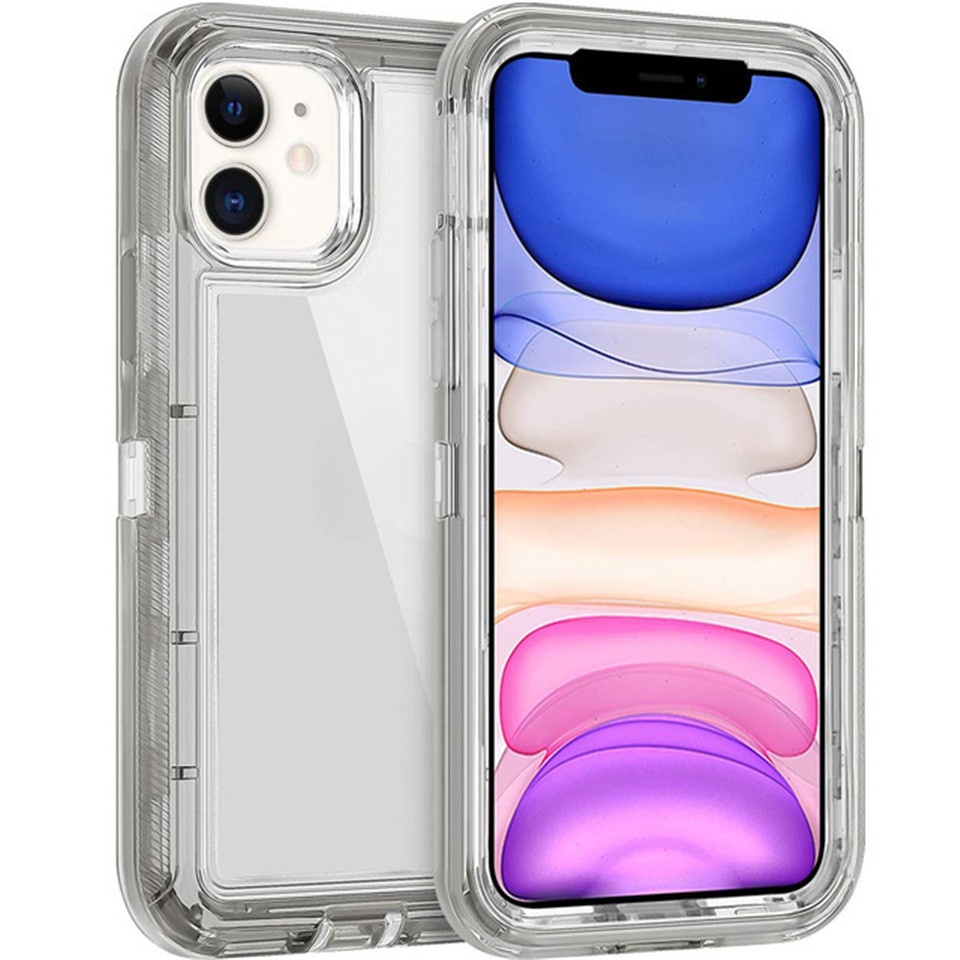Hybrid Heavy Duty 360 Full Body Case สําหรับ iPhone 13 12 Pro Max Mini โปร่งใสกันกระแทกเกราะ Cover