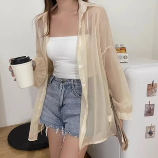 พร้อมส่ง เสื้อเชิ้ตเเขนยาวผู้หญิงมีกระดุมสไตล์เกาหลี ผ้านิ่มใส่สบาย