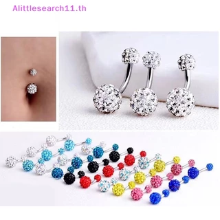 Alittlesearch11 1 ชิ้นคริสตัลปุ่มท้องแหวนสแตนเลสเพทายสะดือท้องน่ารักสะดือบาร์ TH