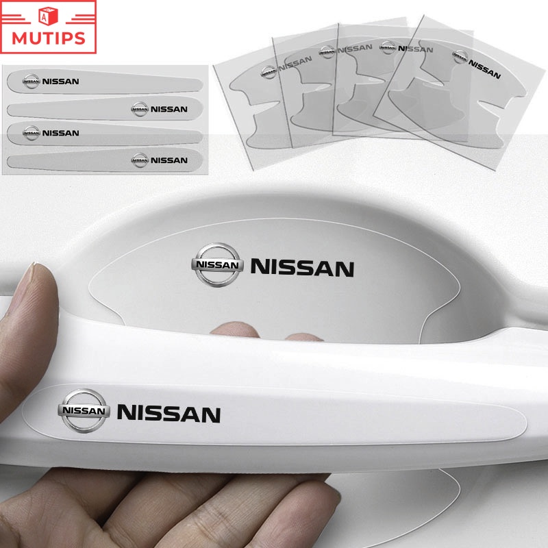 Nissan 8 ชิ้น มีกาวในตัว สติกเกอร์ฟิล์มใส สำหรับติดมือจับประตูรถยนต์  ป้องกันรอยขีดข่วน Kicks 2022 Note Almera Terra Navara nismo xtrail t32 t33 March Teana Leaf Juke Sylphy