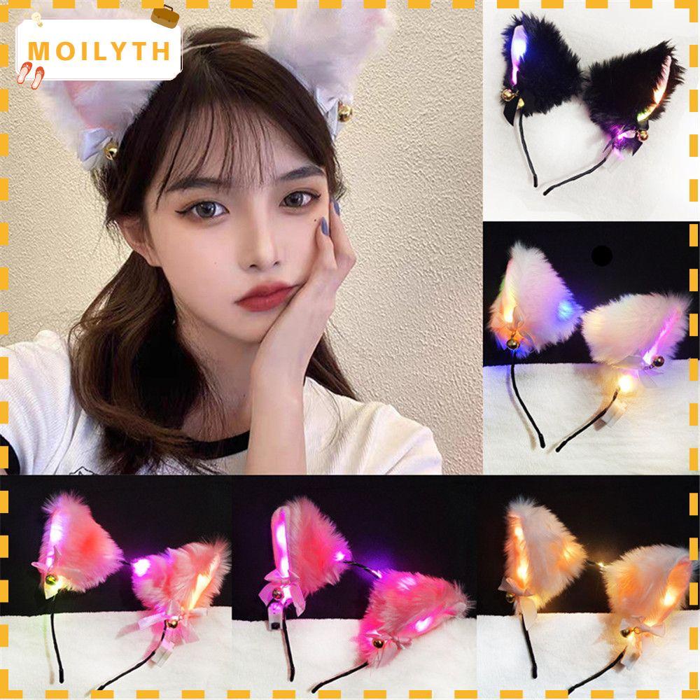 Moily ที่คาดผมคอสเพลย์ แต่งหูแมว มีไฟ LED สําหรับผู้ใหญ่ ผู้หญิง แฟนซี ปาร์ตี้