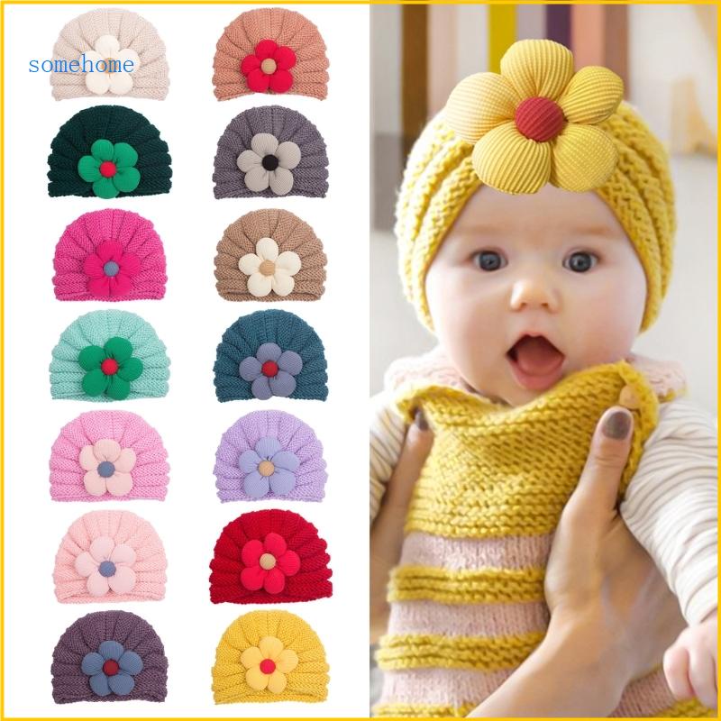 Some หมวกบีนนี่ ผ้าถัก แบบนิ่ม สีพื้น ให้ความอบอุ่น สําหรับเด็กผู้หญิง