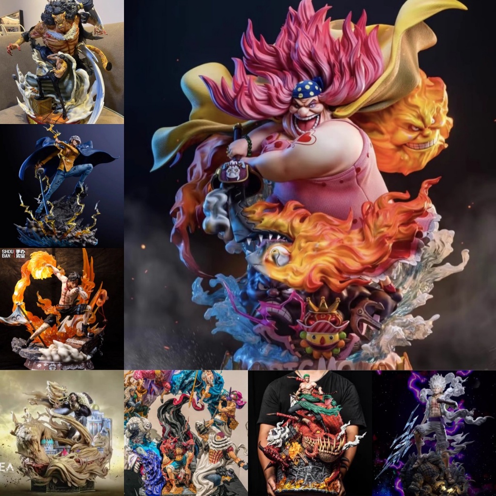 พร้อมส่ง กล่องสุ่ม ฟิกเกอร์ รูปปั้นจระเข้ One Piece Luffy Zoro Law Ace BIG MOM สําหรับตกแต่งบ้าน