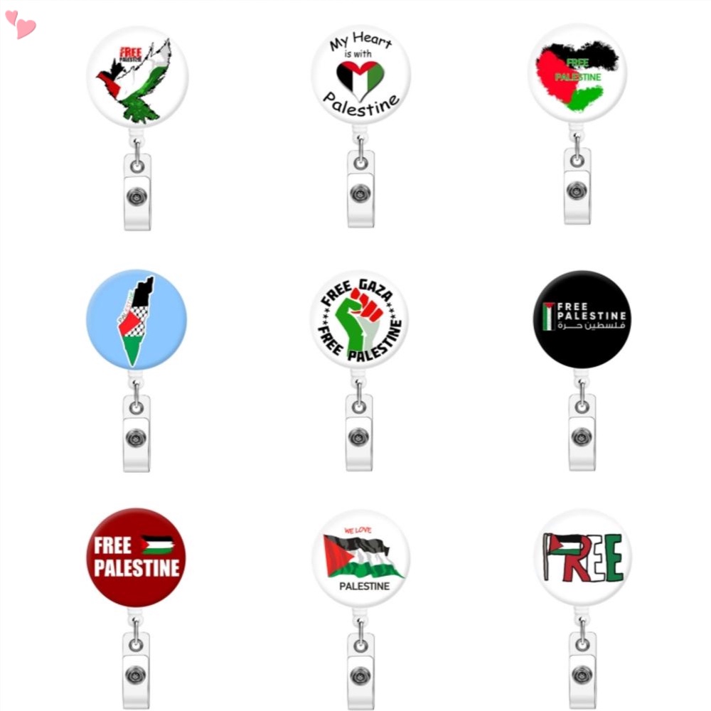 Freedom Palestine Easy Pull Clip Palestine Flag Retractable Badge Reel หมอพยาบาลนักเรียนครูผู้ถือป้าย