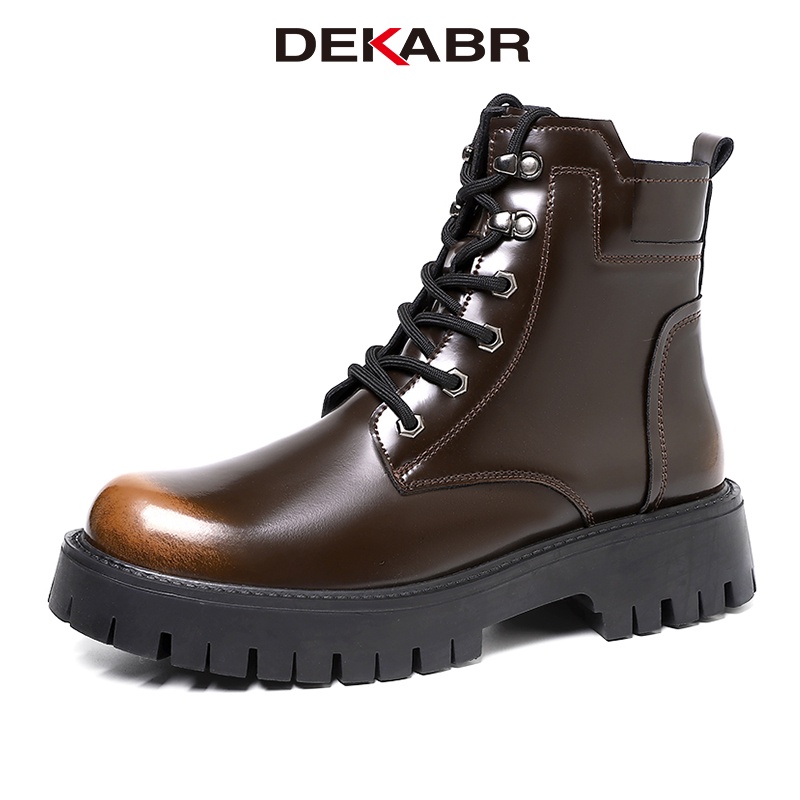Dekabr ใหม่ รองเท้าบูท หนังวัวแท้ แบบนิ่ม แฮนด์เมด กันลื่น ให้ความอบอุ่น เหมาะกับฤดูใบไม้ร่วง และฤดูหนาว สไตล์อังกฤษ สําหรับผู้ชาย ไซซ์ 38-45