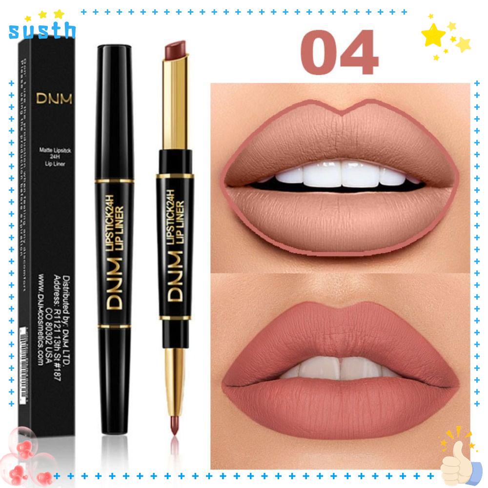Susth ลิปสติก ลิปไลเนอร์ 2 in 1 เนื้อแมตต์ สองด้าน ติดทนนาน กันน้ํา ดินสอเขียนขอบปาก เครื่องสําอาง