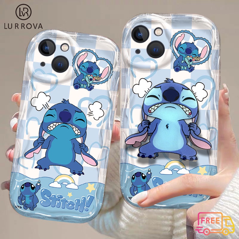 เคส OPPO A3 Pro A80 A3X A38 A18 A57 A58 A98 A78 A17K A55 A54 A16 A15 A77 A74 A93 A92 A12 A3S A5 A7 A5S A15S A31 A53 A76 การ์ตูนสีฟ้า วงเล็บกาว กรณีโทรศัพท์ TPU กันกระแทก