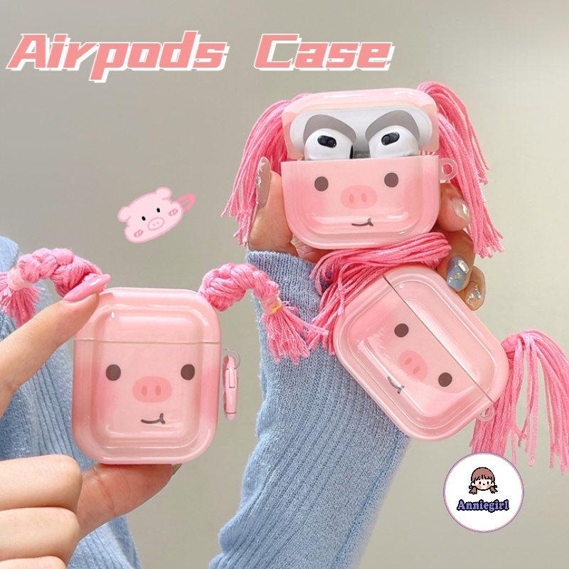 เคสหูฟังบลูทูธไร้สาย แบบนิ่ม ป้องกันฝุ่น ลายหมูน่ารัก สีชมพู สําหรับ Airpods 1 2 3 Airpod Pro2