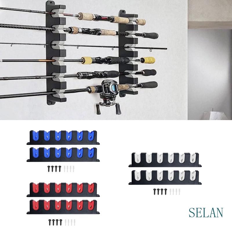 Selan ที่วางคันเบ็ดตกปลา แบบติดผนัง แนวนอน รองรับ 6 ก้าน สําหรับโรงรถ