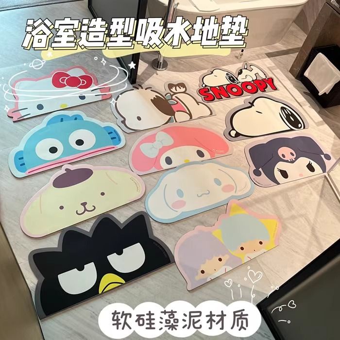 พร้อมส่ง พรมปูพื้นห้องน้ํา แบบนิ่ม กันลื่น ดูดซับน้ําได้ดี ลายการ์ตูนน่ารัก แบบแห้งเร็ว