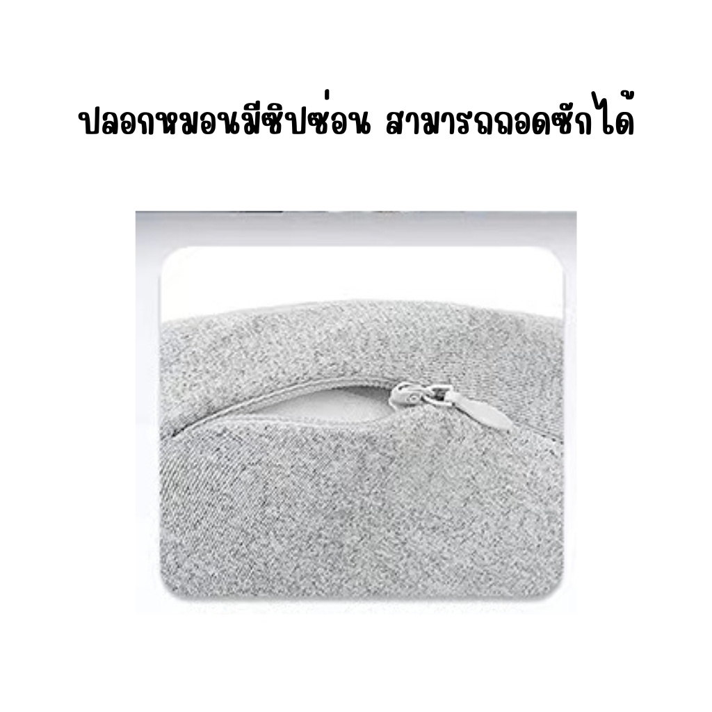 Free!! ถุงผ้าหมอนรองคอ Memory Foam มี Hood ม้วนเก็บได้ หมอนรองคอมีฮูดคลุมศีรษะ พกพาสะดวก หมอนรองคอ​มีหมวก มีเชือก​กระชับ