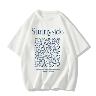 （จัดส่งตลอด 24 ชั่วโมง）BOOM SHOP เสื้อOversizedรุ่น Sunny side🧣 6สี แฟชั่นสไตล์เกาหลี ไซซ์ S-XXXL