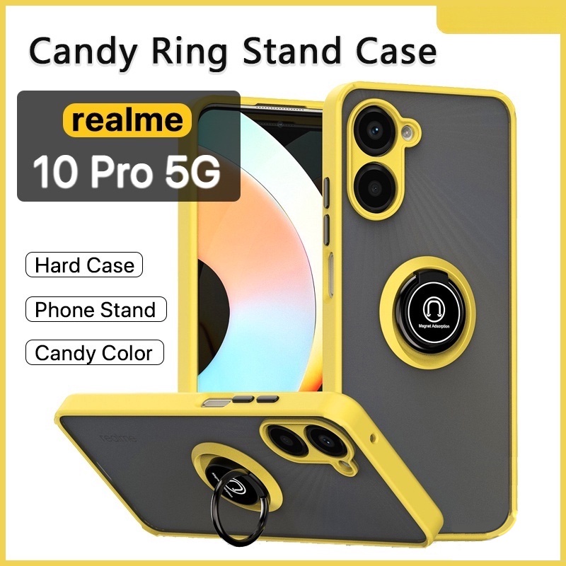 เคส Realme 10 Pro เคส Realme 10 Realme 9 Pro Plus 9i A36 A76 แหวนลูกกวาด ขาตั้งอะคริลิคแข็ง กันกระแทก รองรับรถ ที่วางโทรศัพท์ ขาตั้ง ป้องกันกล้อง แบบเต็มนิ้ว
