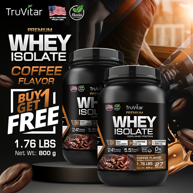 1 แถม 1 TruVitar เวย์โปรตีน USA Premium WHEY PROTEIN Coffee รสกาแฟ โปรตีนสูง กล้ามชัด ดื่มง่าย!