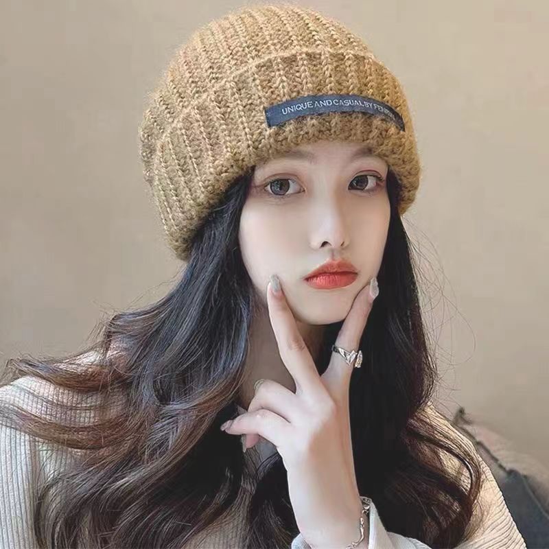 หมวกไหมพรม หมวกถักกันหนาว ผ้าวูล ให้ความอบอุ่น ป้องกันหู สไตล์ญี่ปุ่น สำหรับผู้หญิง