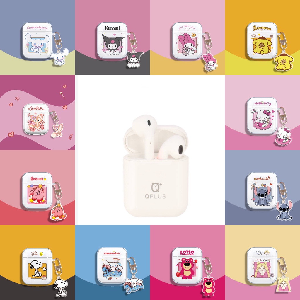 สําหรับ QPLUS TWS BT12 เคส Case เคสหูฟัง แบบใส พิมพ์ลายหัวใจน่ารัก สําหรับ