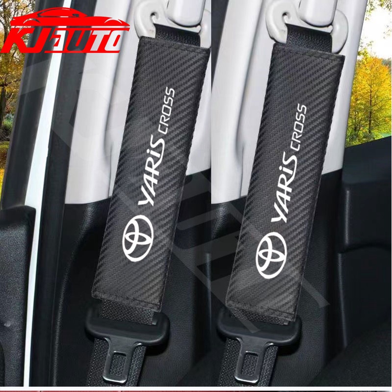 ปลอกหุ้มเข็มขัดนิรภัยรถยนต์ หนังคาร์บอน อุปกรณ์เสริม สําหรับ Toyota Yaris Cross AC200 2022 2023 2024 G V S HEV TRD GR Sport 1 2 ชิ้น