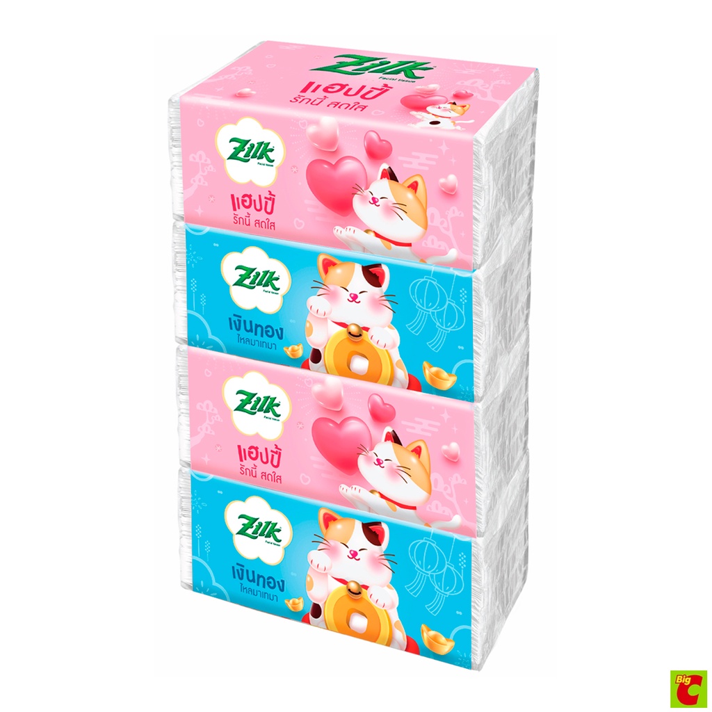 ซิลค์ ลัคกี้ ซอฟท์แพ็ค กระดาษเช็ดหน้า 175 แผ่นคู่ x 4 ชิ้น คละลาย