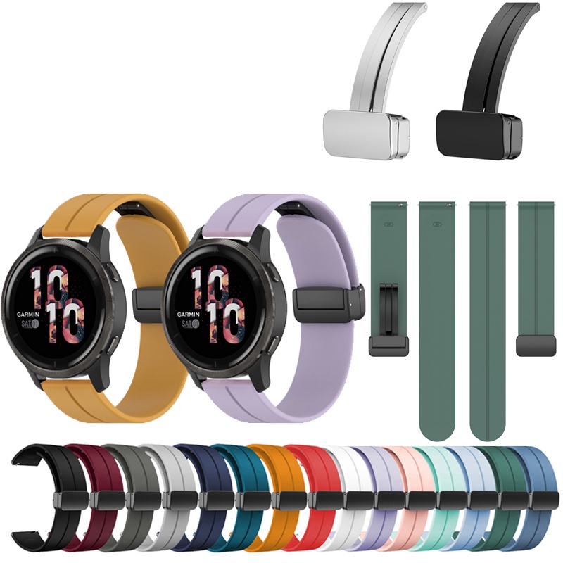 สายนาฬิกาข้อมือซิลิโคน พร้อมเข็มกลัดแม่เหล็ก สําหรับ Garmin venu 2 45 มม. Vivoactive 3 4 255 245 645