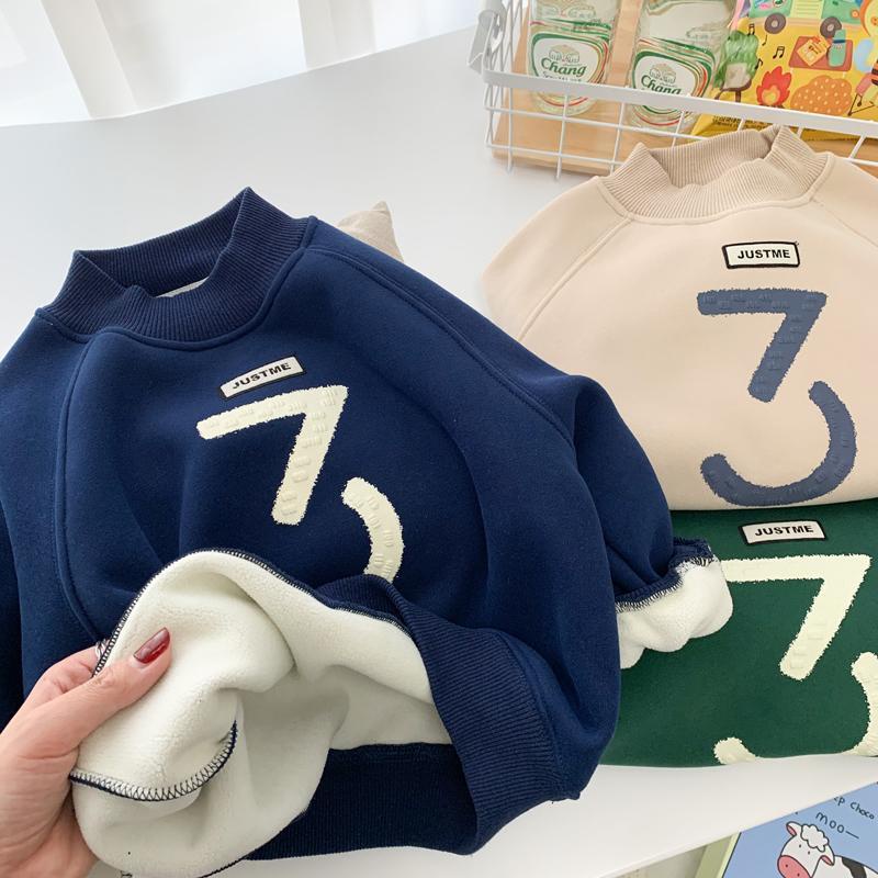 เสื้อกันหนาว ผ้าฟลีซ แบบหนา กันความร้อน สไตล์ใหม่ แฟชั่นฤดูหนาว สําหรับเด็กผู้ชาย