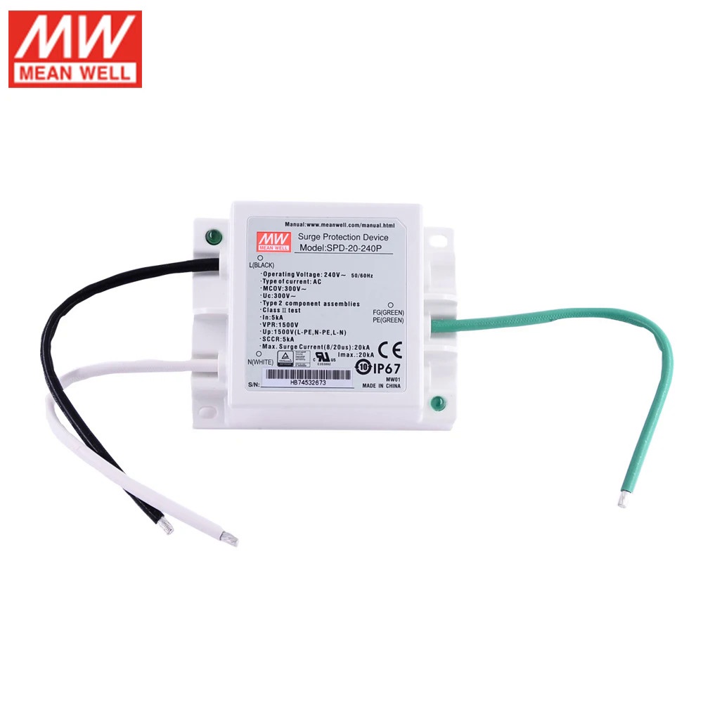 Mean WELL SPD-20-240P 20kA LED Driver อุปกรณ์ป้องกันไฟกระชากกันน้ํา IP67