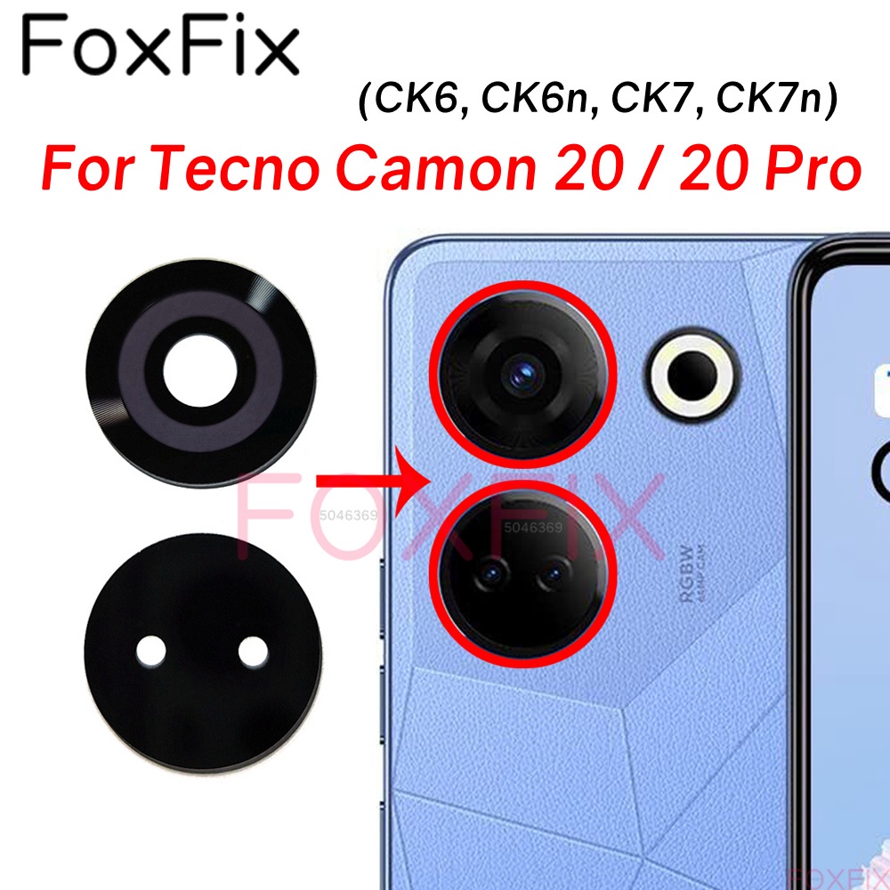 ฝาครอบเลนส์กล้องด้านหลัง พร้อมสติกเกอร์กาว แบบเปลี่ยน สําหรับ Tecno Camon 20 20 Pro CK6 CK6n CK7 CK7