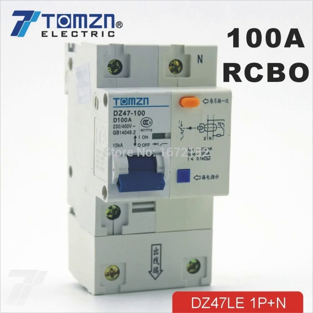 Dz47le 1P+N 100A D ประเภท 230V/400V~ 50HZ/60HZ Residual current Circuit breaker over current protect
