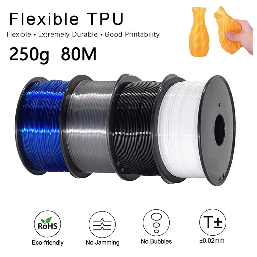 TPU 3D Printer Flexible Filament  250g 1.75mm Length 80M