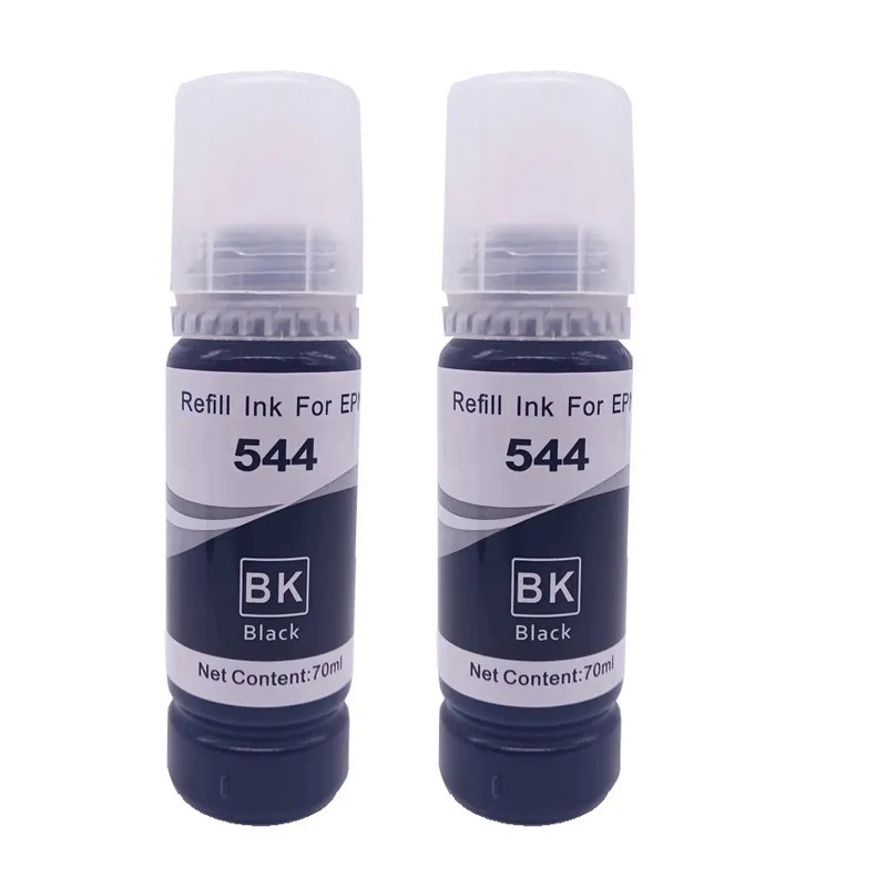 70ml x2 BK Color T544 544 Inkjet Dye Ink Bottle Refill For Printer Epson EcoTank L3150 L3110 L3100 L3210 L3250 L1110 519
