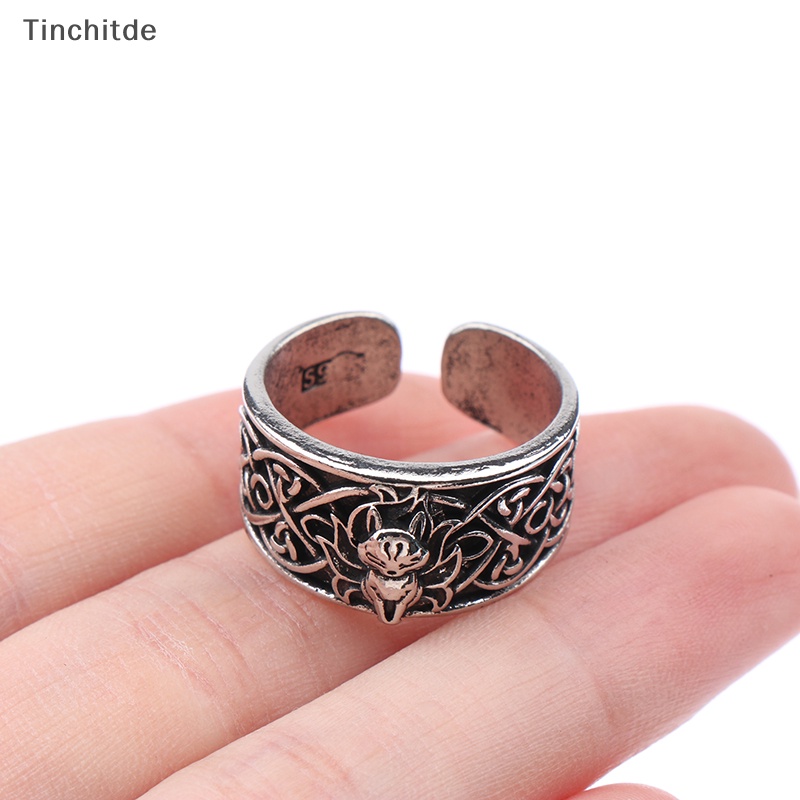 [Tinchitde] แหวนแฟชั่น รูปสุนัขจิ้งจอกเก้าหาง สามารถปรับได้ เครื่องประดับ ของขวัญ สําหรับผู้ชาย และผู้หญิง