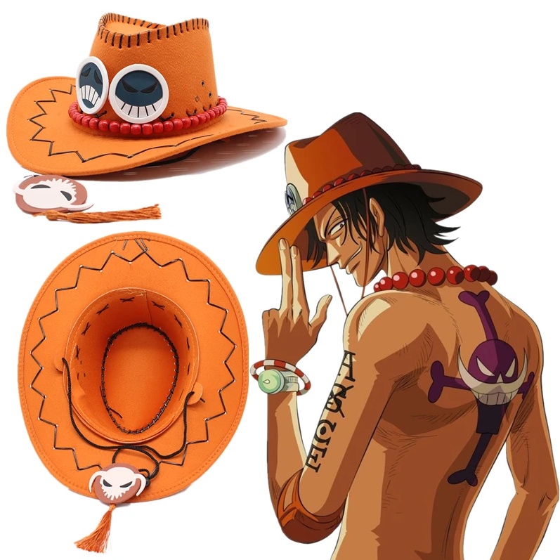 หมวกคอสเพลย์ One Piece Portgas D Ace สไตล์คาวบอย