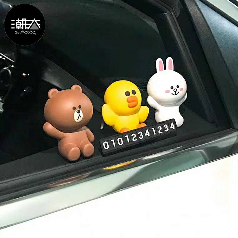 Parking Number Plate Three-Dimensional Brown Bear Sally Chicken Cony Rabbit Cartoon Cute Creative Trending TikTok Temporary Car Moving yAnp - รูปที่ 6