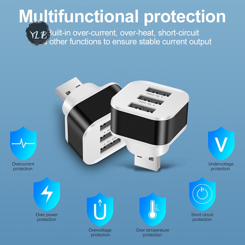 Ylb> ใหม่ ตัวแยกขยายที่ชาร์จ USB 2.0 3 พอร์ต พร้อมไฟแสดงสถานะ สําหรับรถยนต์