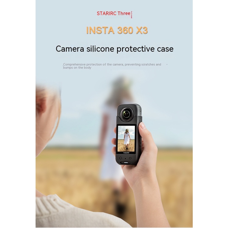 STARTRC เหมาะสําหรับ Insta360 X3 Body Panoramic เคสป้องกันเคสซิลิโคน Anti-Knock กันกระแทกอุปกรณ์เสริม