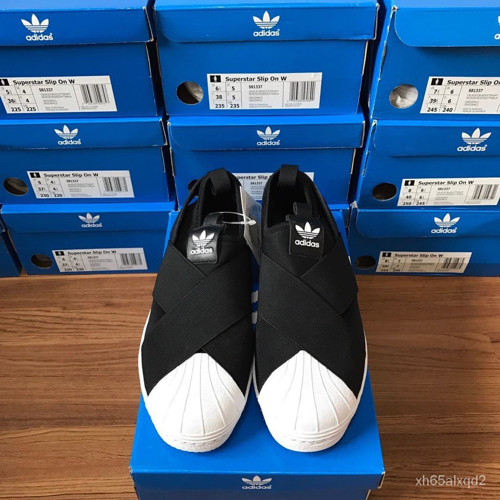 Adidas Superstar รองเท้าสลิปออน สีดํา 100%