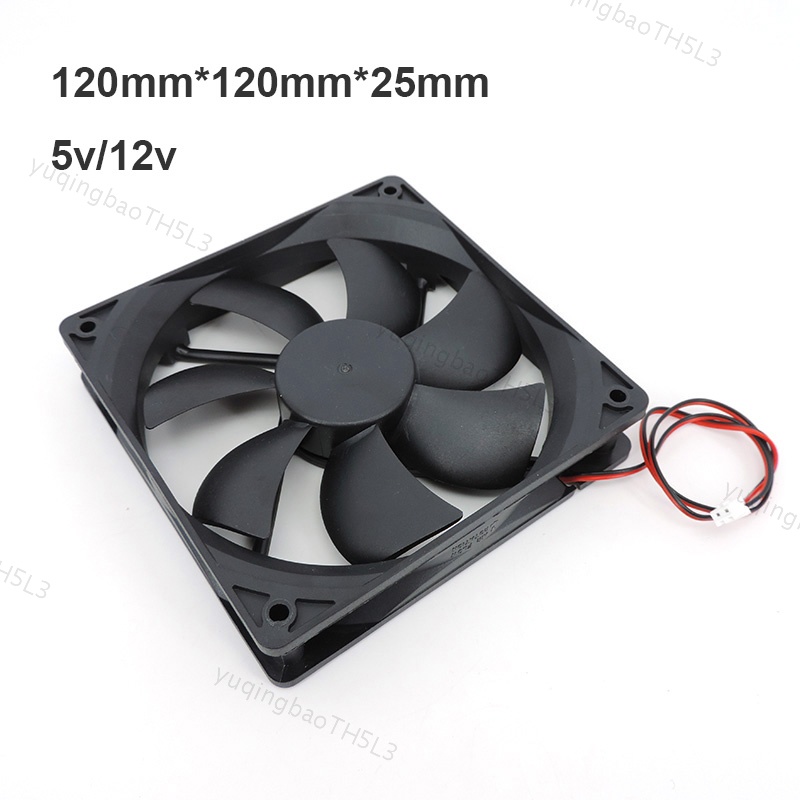 พัดลมระบายความร้อน ไร้แปรงถ่าน 120 มม. 12 ซม. 12025 DC 5V 12V 24v 120 มม.*120 มม.*25 มม. 2PIN 12 ซม. 0.1A TH5L3 สําหรับคอมพิวเตอร์ PC