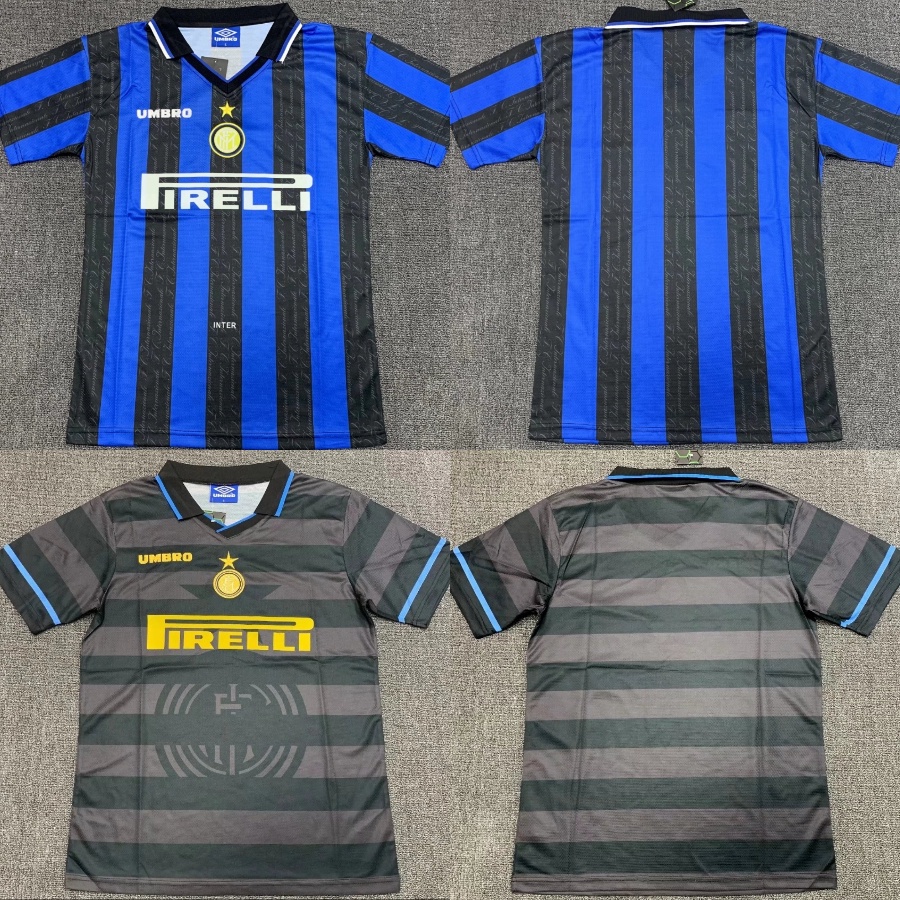 เสื้อกีฬาแขนสั้น ลายทีมชาติฟุตบอล Inter Milan 1997-1998 Inter สไตล์วินเทจ คุณภาพสูง สําหรับบ้าน และส