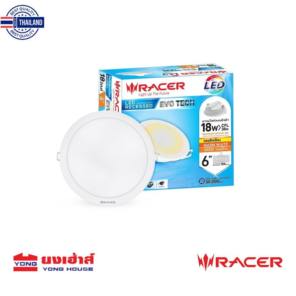 Racer โคมไฟ แอลอีดี ดาวน์ไลท์ อีโว เทค LED Downlight EVO TECH 9,12,18,24W/DL/WW โคมไฟแอลอีดี