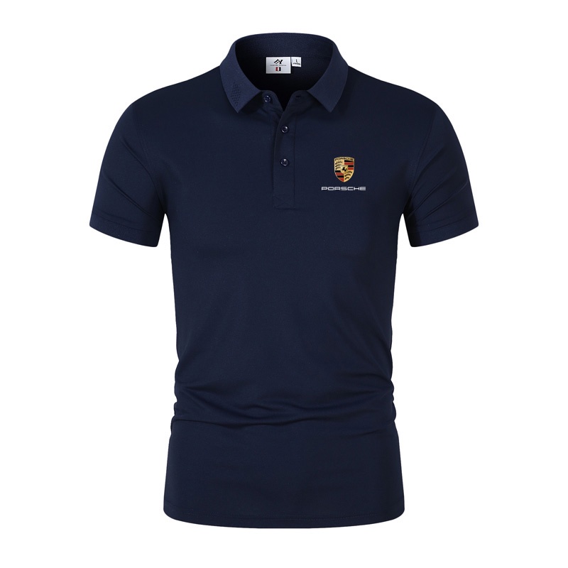 Por*sche เสื้อโปโลลําลอง สไตล์ธุรกิจ แฟชั่นฤดูร้อน สําหรับผู้ชาย