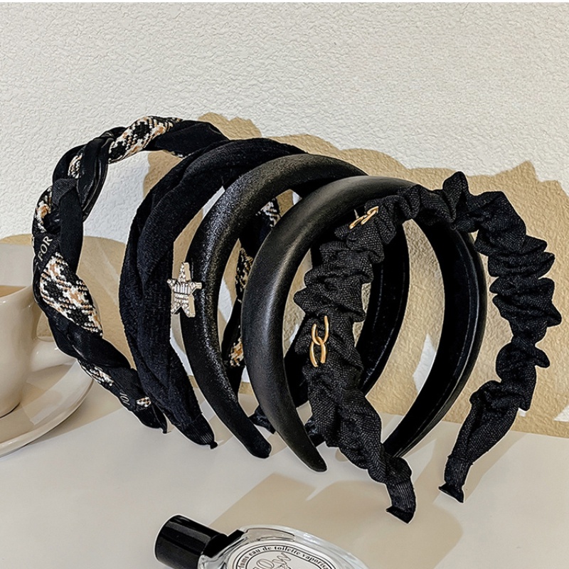 ที่คาดผม ระดับไฮเอนด์ สีดํา แบบเรียบง่าย แฟชั่นฤดูใบไม้ร่วง และฤดูหนาว สไตล์เกาหลี สําหรับผู้หญิง - รูปที่ 5