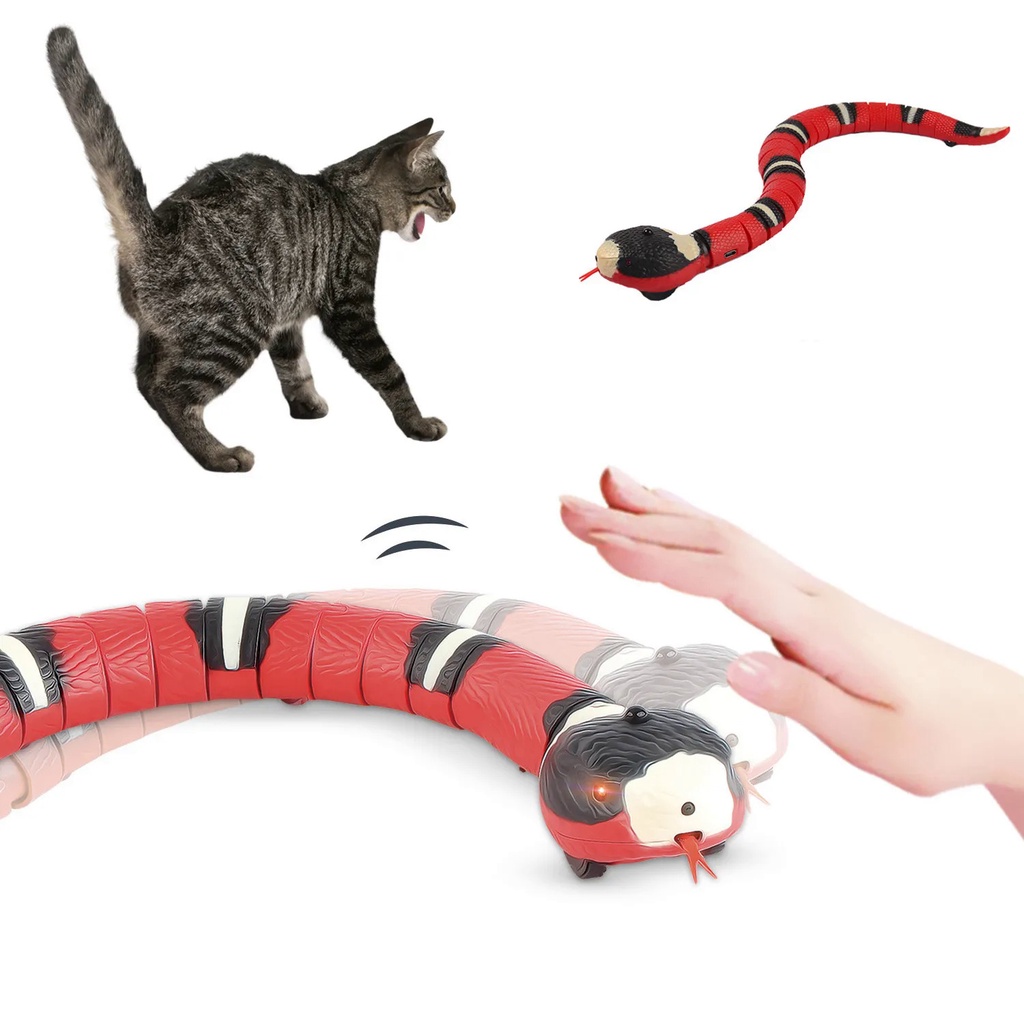 Smart Sensing Interactive Cat Toys Automatic Eletronic Snake Cat Teasering Play USB Rechargeable Kit