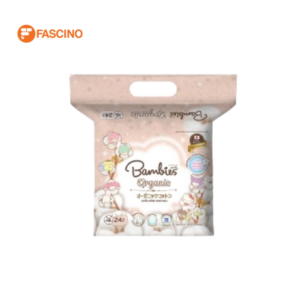 BAMBIES Organic Diaper Tape ผ้าอ้อมเทปสำหรับเด็ก ไซส์ NB (24 ชิ้น)