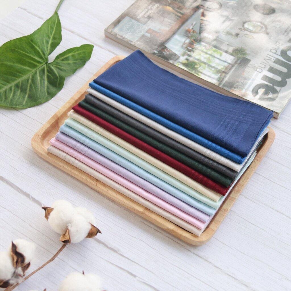 Hanky House ผ้าเช็ดหน้าสีพื้น พาสเทล คอตตอน100% ขนาด 43x43ซม สีไม่ซ้ำ ผ้านุ่ม ซับน้ำ SD - รูปที่ 3
