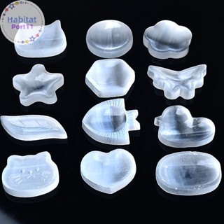 Habitatport ชามคริสตัลเซเลไนต์ แกะสลักลายตาราง เสริมฮวงจุ้ย …