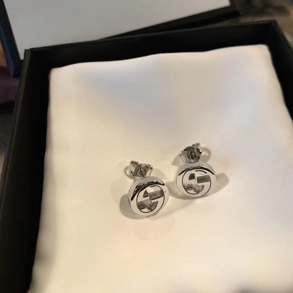 Gucci ต่างหูเงินสเตอร์ลิง S925 ลายตัวอักษร G ไม่ซีดจาง ระดับไฮเอนด์ สําหรับผู้หญิง